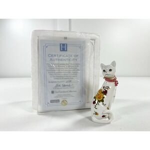 Hamilton Collection Elegant Blossoming Felines Cat Figurine Floral Swarovski COA